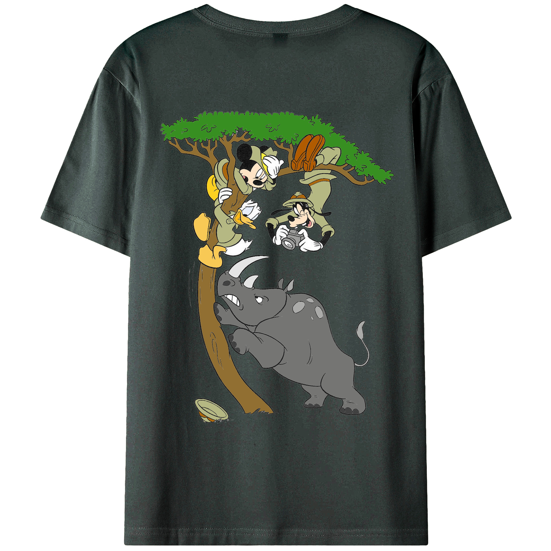 ミッキーマウス Mickey Mouse 綿100％ メンズ半袖Tシャツ（バックプリント） 通気性